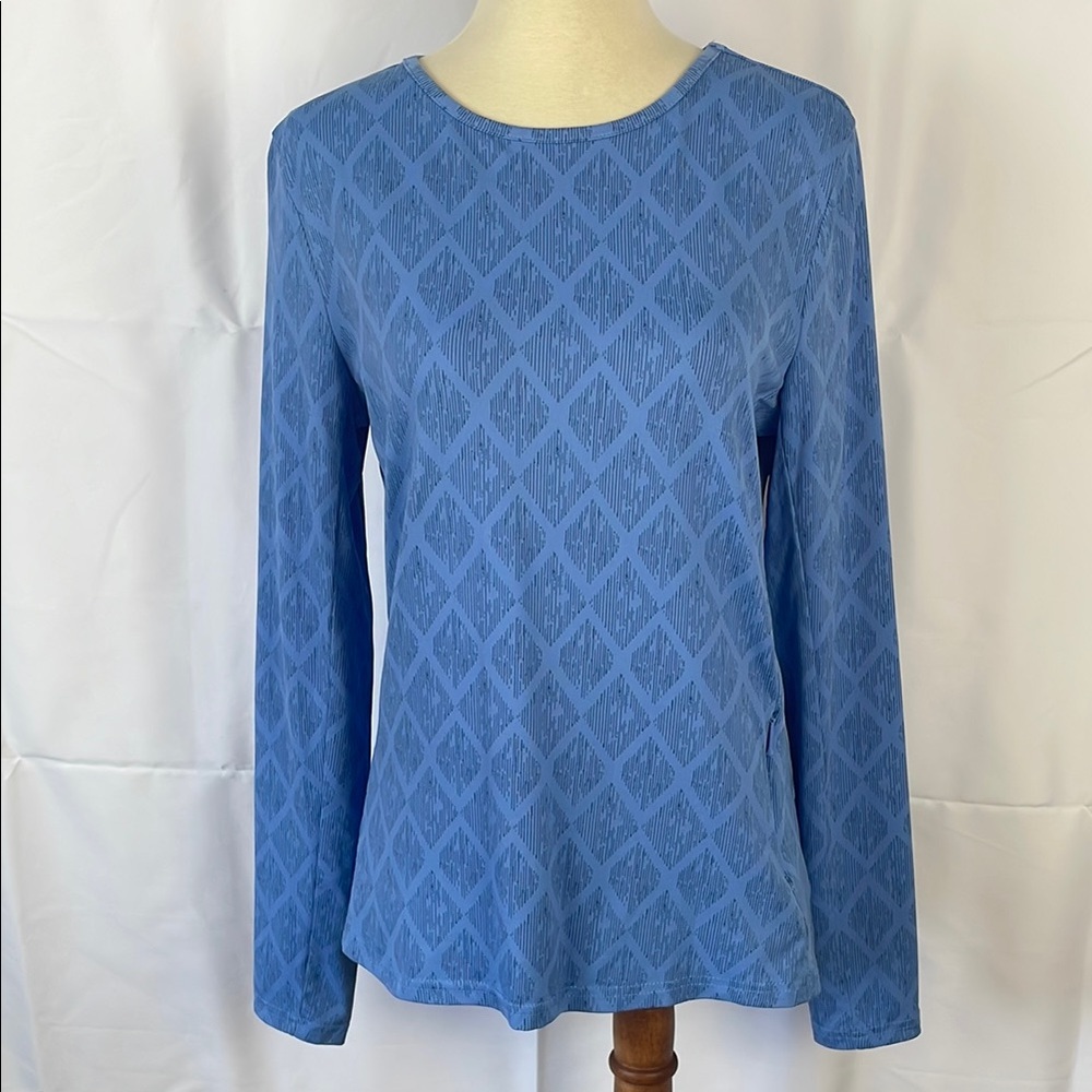 Hang Ten Blue Long Sleeve Diamond Pattern Rash Guard - Size Small